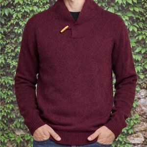 PULL & BEAR Wool Blend Cowl Neck Burgundy Sweater, XL